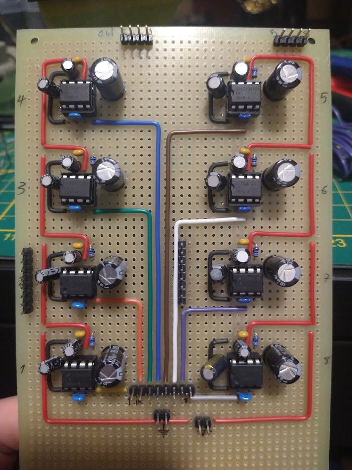 Front of an eight-channel prototype circuit board
